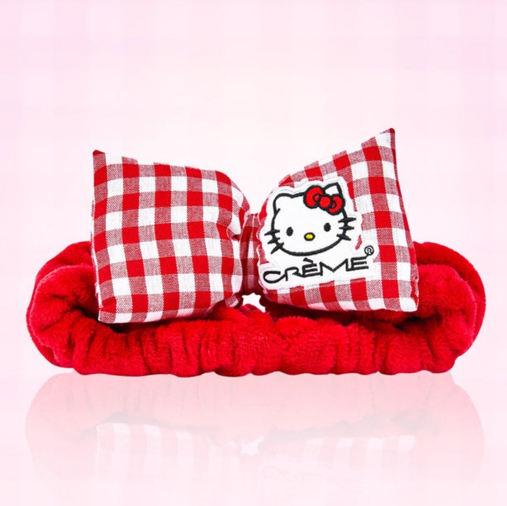 NWT, Hello Kitty Plush Spa Headband - Red Gingham